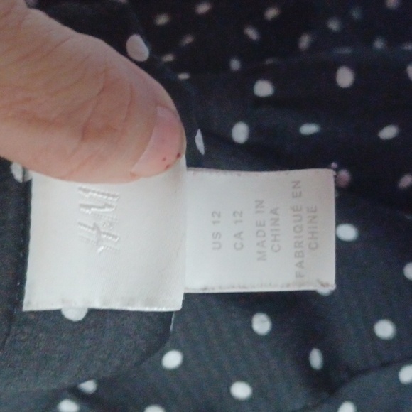 H&M Black Polka Dot Collared Long Sleeve Button Down Shirt Dress Size 12 - Picture 5 of 7